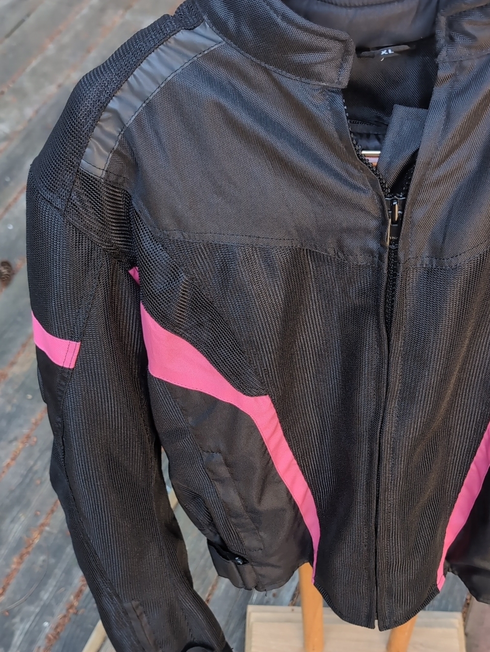 Women's All Weather Vance Leather Black and Pink Mesh Motorcycle Jacket